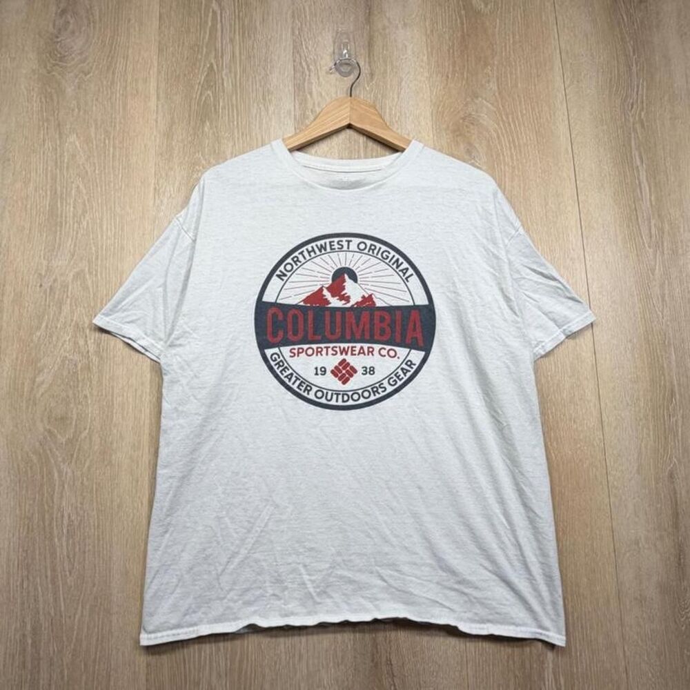 Columbia-sportswear Men's White and Grey T-shirt